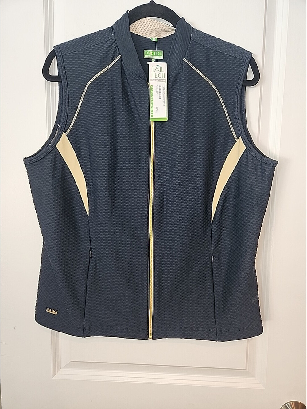 Tail Tech Performance Top Textured Golf Vest Navy Gold Women's Colorblock XL NEW